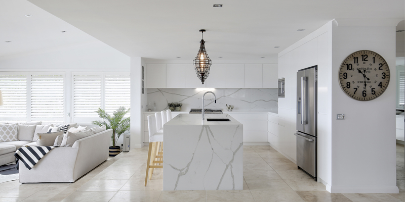 White high glossy luxury flat pack modern kitchen design