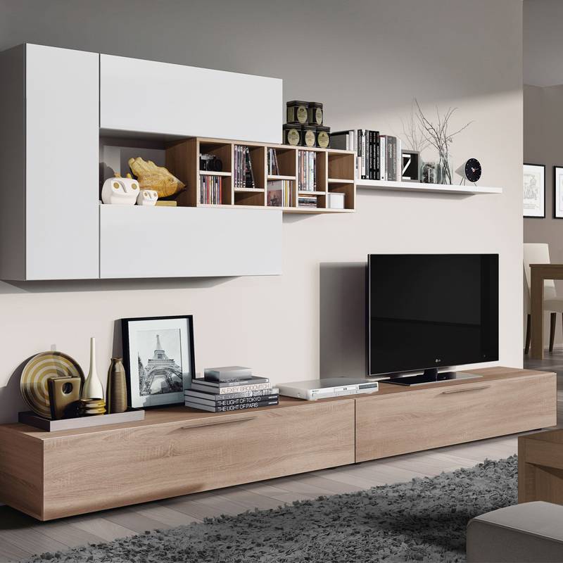Free standing woodgrain modern TV cabinet China factory