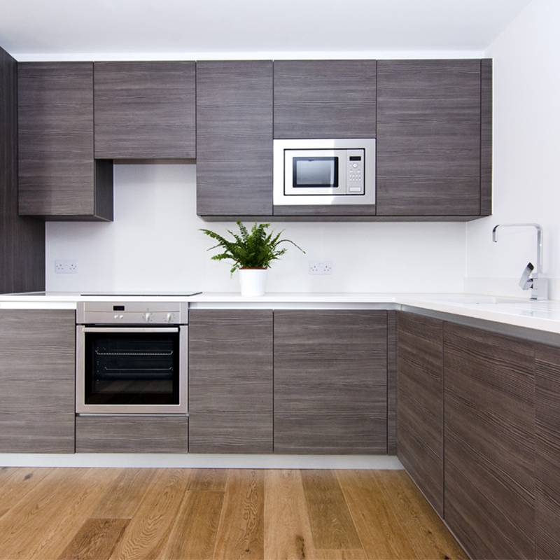Modern Apartment L-Shaped Melamine Kitchen Furniture Renovation CK001