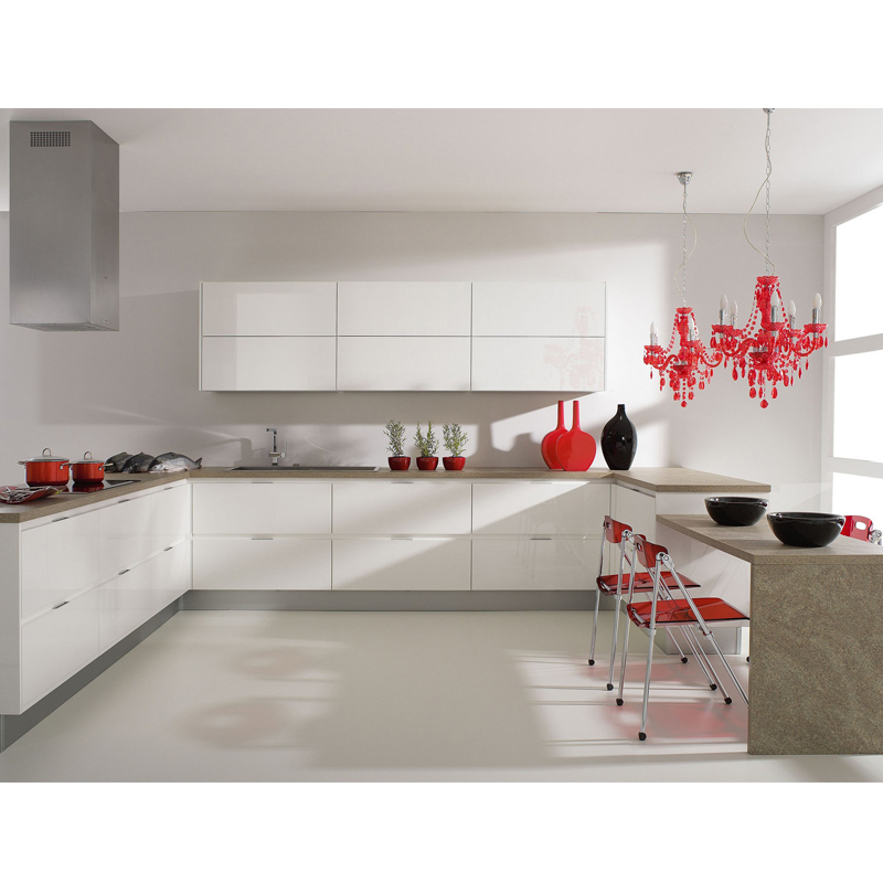 New Arrival Gloss 2 Pac Kitchen Furniture with Side Table CK008