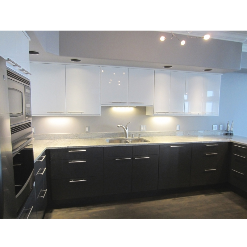 Home-use U-shaped 2 Pack Kitchen Furniture in Black & White tone CK105