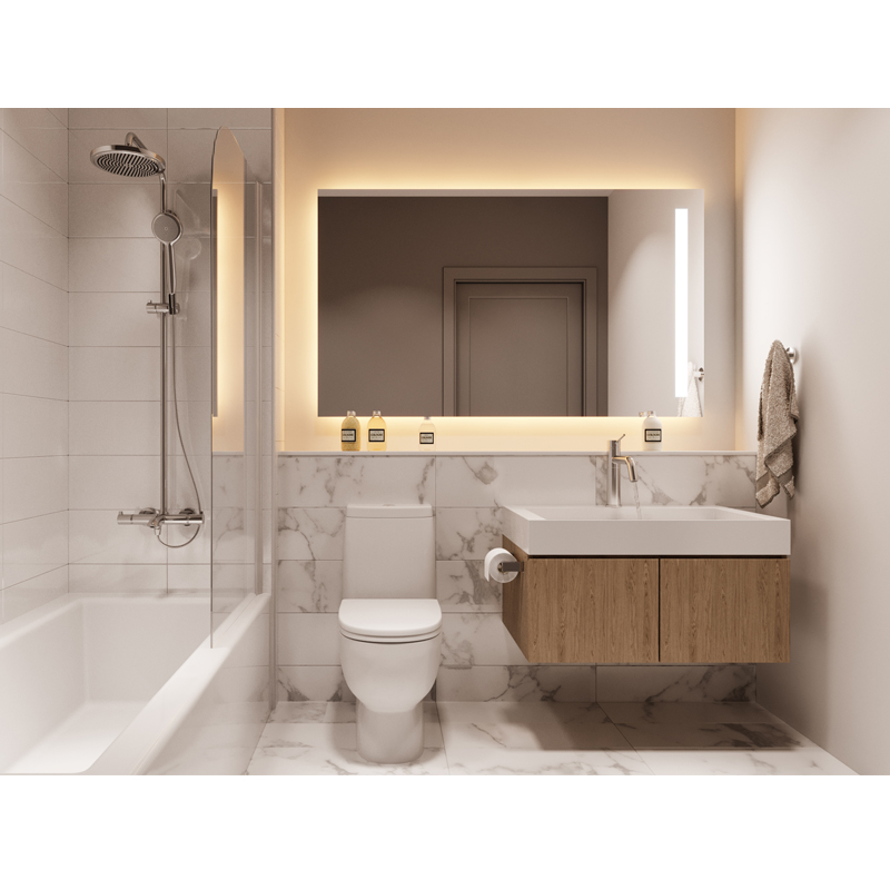 Woodgrain modern handless european style bathroom cabinet for apartment CB022