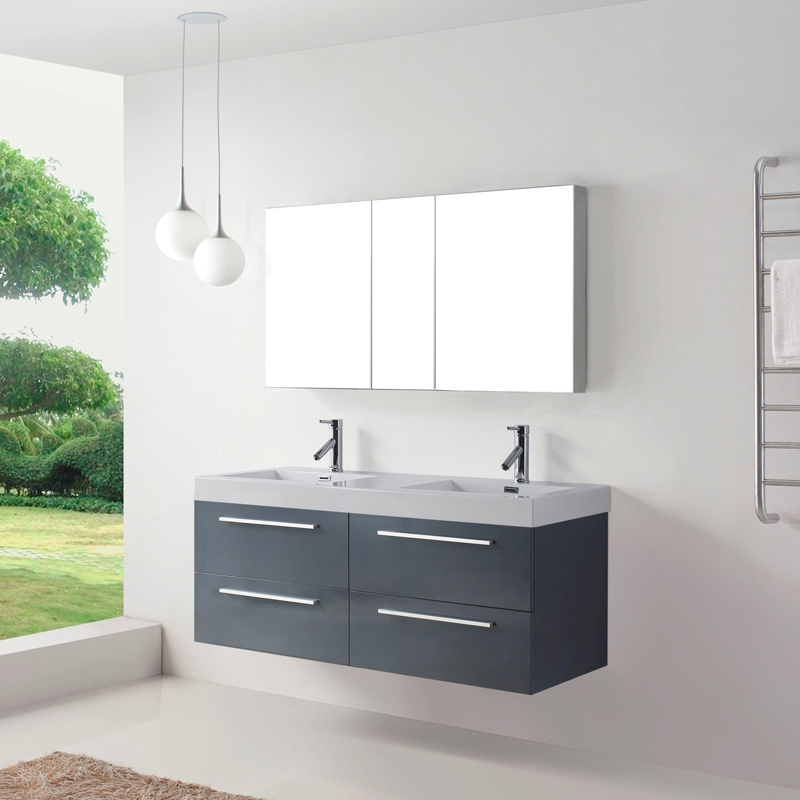 Matt Lacquer Bath Vanity Double Basin Design CB003