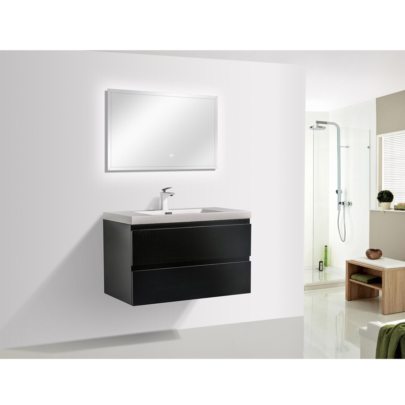 Matt black lacquer bathroom cabinet manufacturer CB024