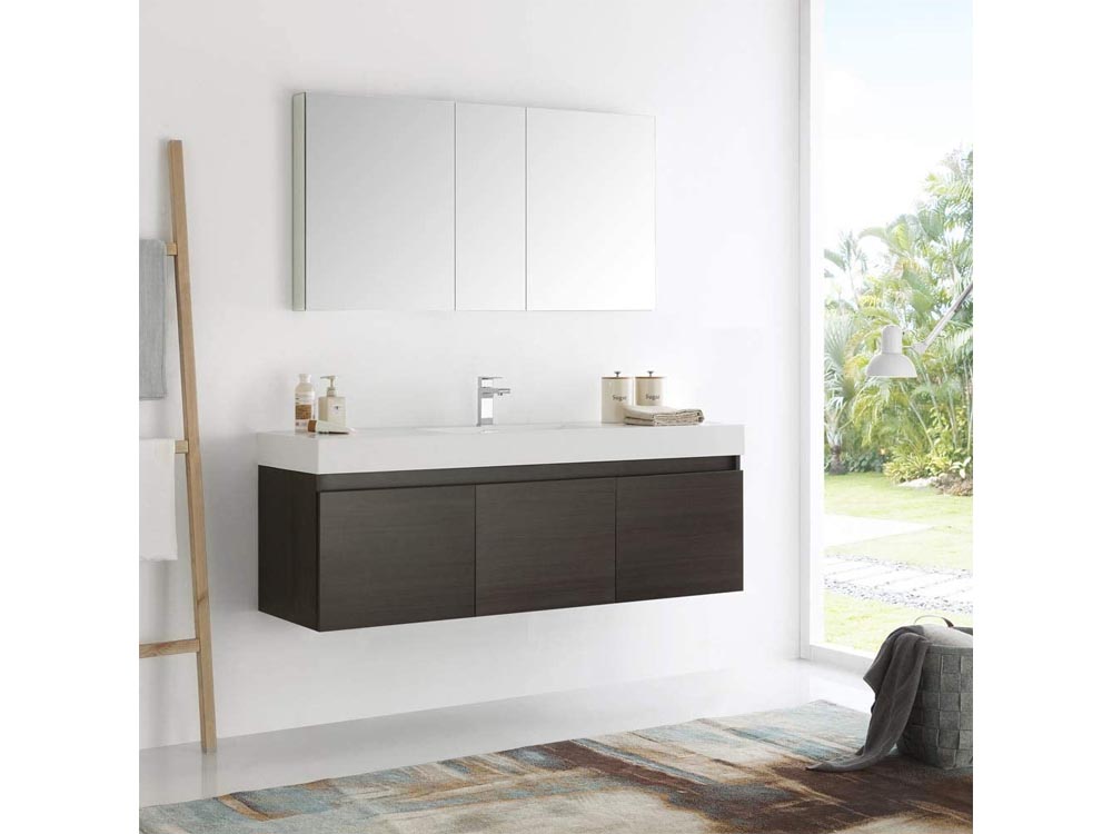 wood veneer bathroom cabinet