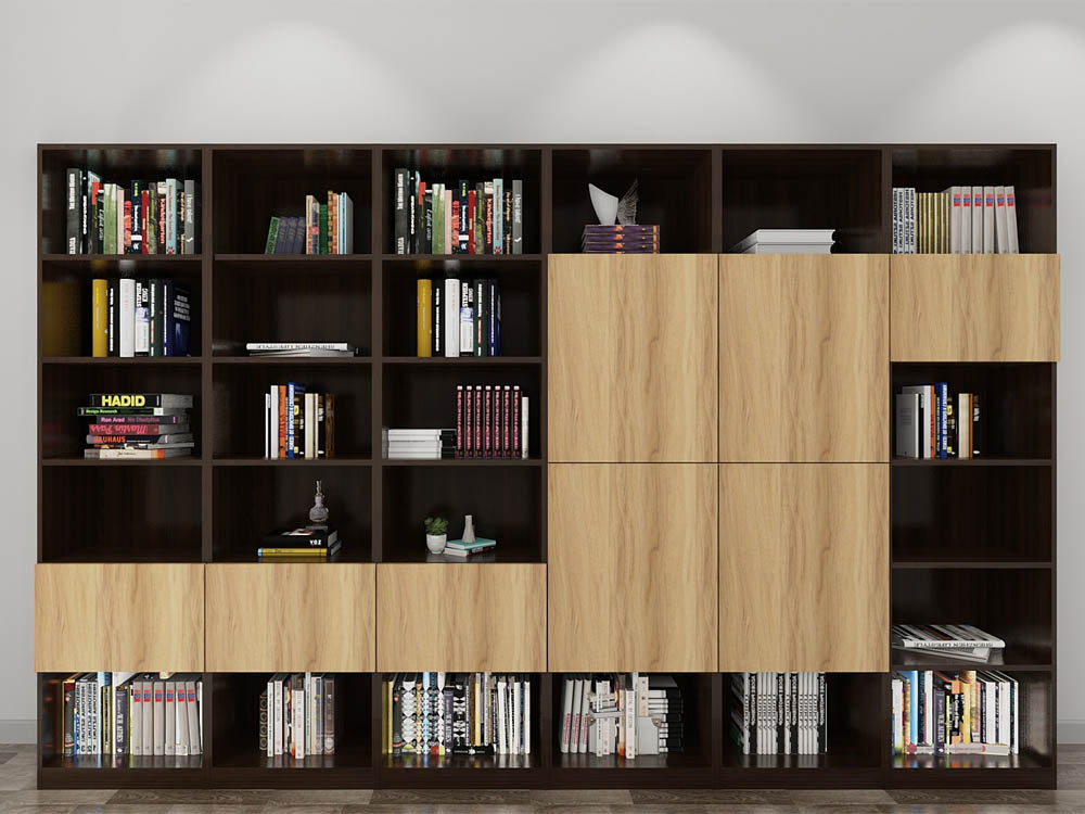 wood veneer custom bookcase