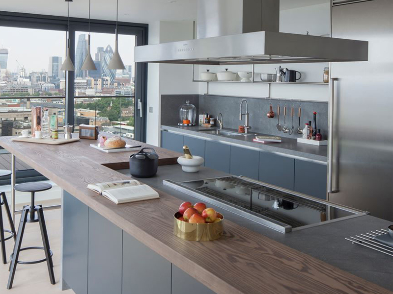 kitchen with wood countertop