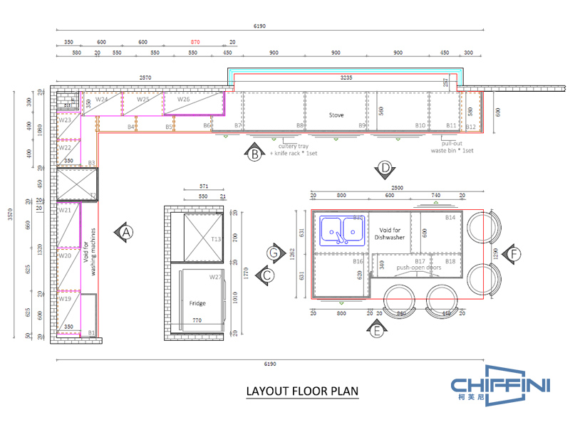 blue kitchen design plan